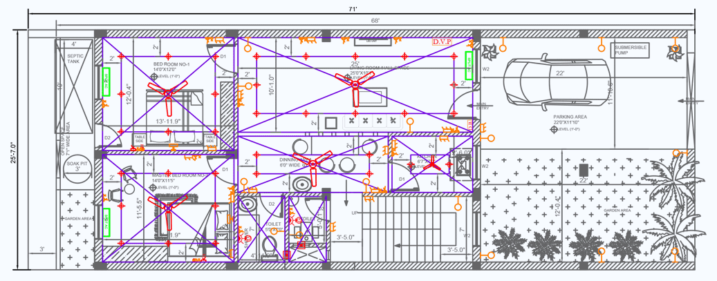 Architectural CAD drawing for a residential project