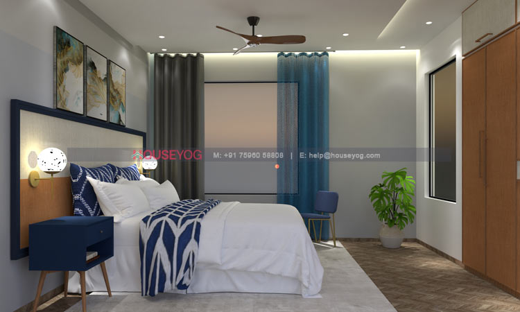 Simple Bedroom in Blue Theme