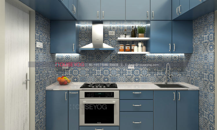 Modern Grey Colour Modular Kitchen Design