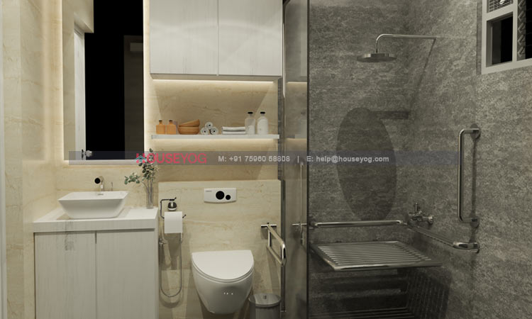 Small Indian Bathroom Design with Separate Wet and Dry Area