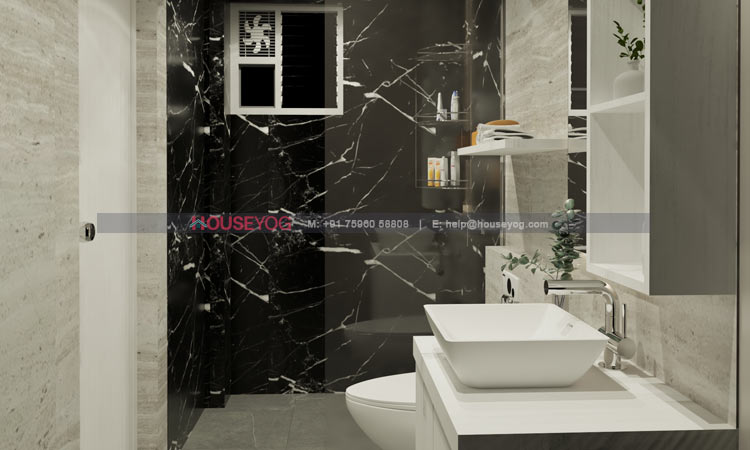 Bathroom Design with Black colour Tiles