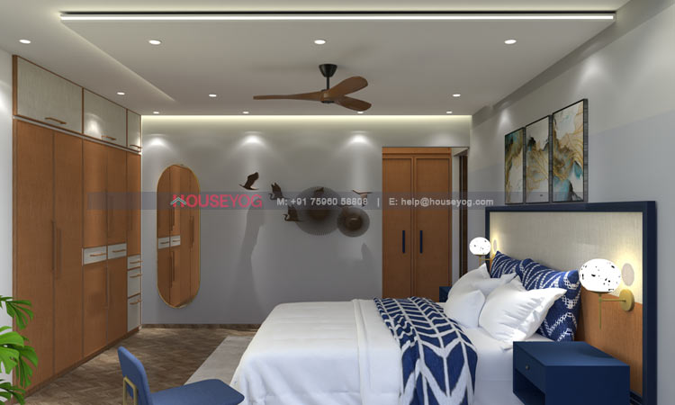 Modern False Ceiling Design with Lights for Bedroom
