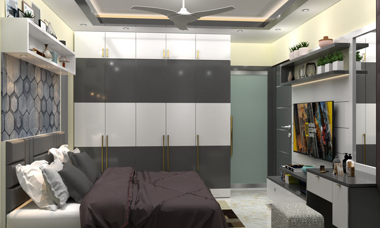 Modern Bedroom Design Idea in Grey and Off White Shade