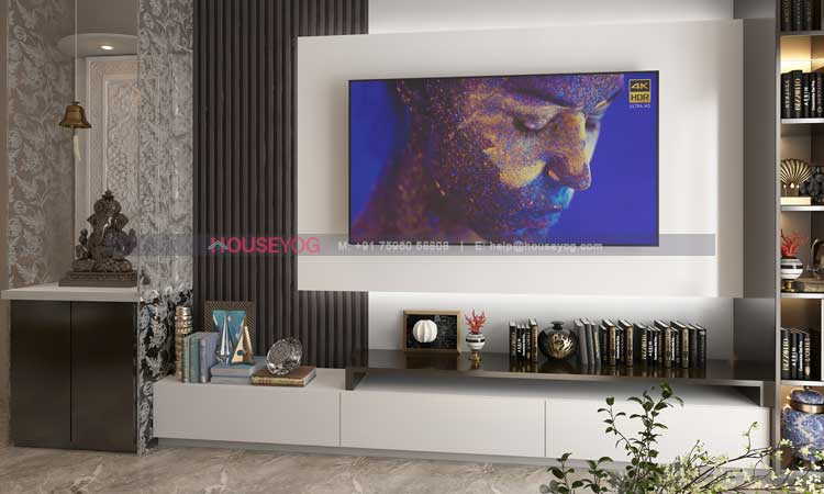 Wall to Wall Tv Unit Design for Hall and Living Area