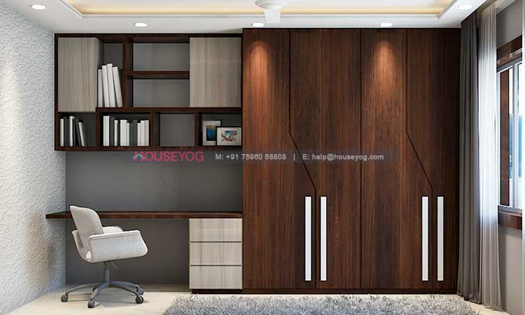 Wardrobe Design with Study Unit and Upper Cabinet