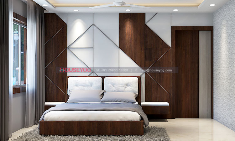 Latest Bedroom Design With Back Side Paneling
