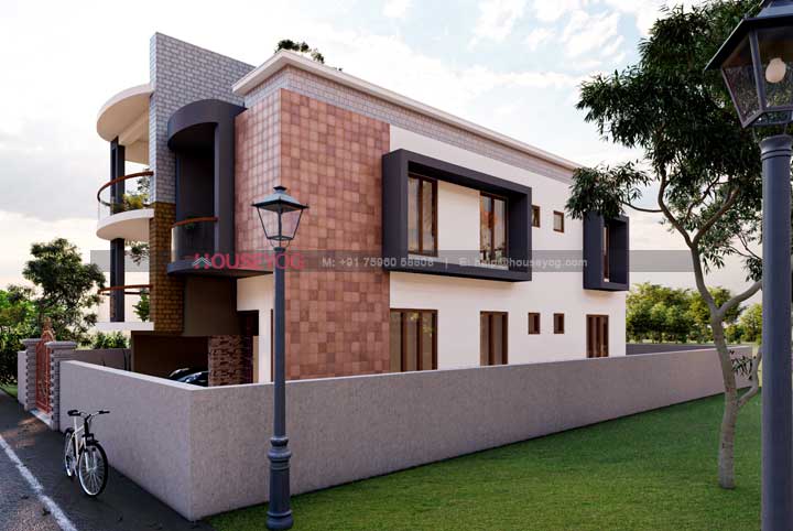 House Elevation - Option 3 - Round Balcony Side View