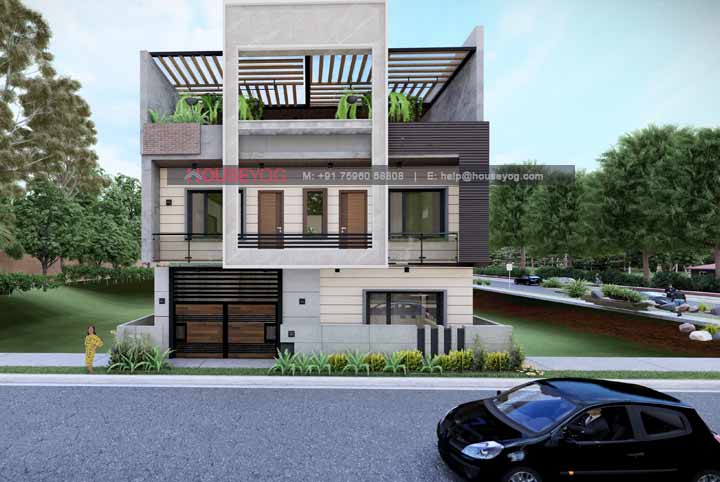 40x50 House Plan: 5 BHK North Facing House Elevation Design