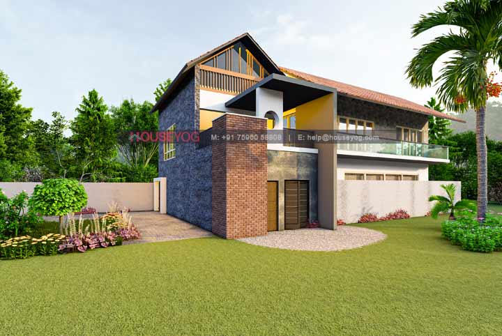 35x60 Farmhouse Plan: North Facing Duplex Bungalow Design