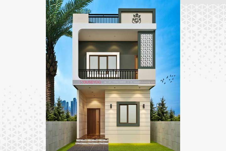 18x62 North Facing House Plan – 6 Bedroom Duplex Design with Modern Elevation